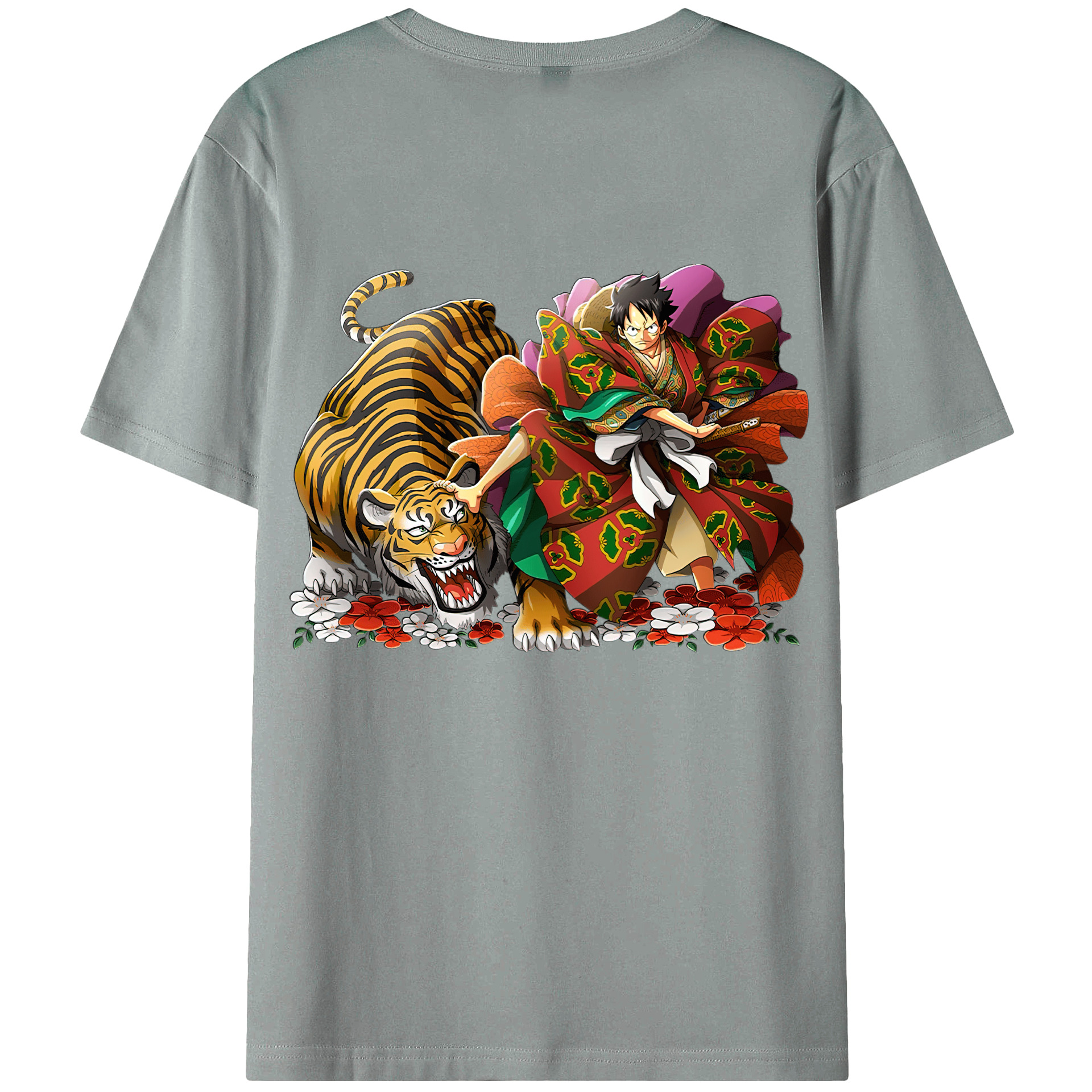 （画像用） ワンピース モンキー・D・ルフィ ONE PIECE Monkey D. Luffy 綿100％ メンズ半袖Tシャツ（バックプリント） 通気性